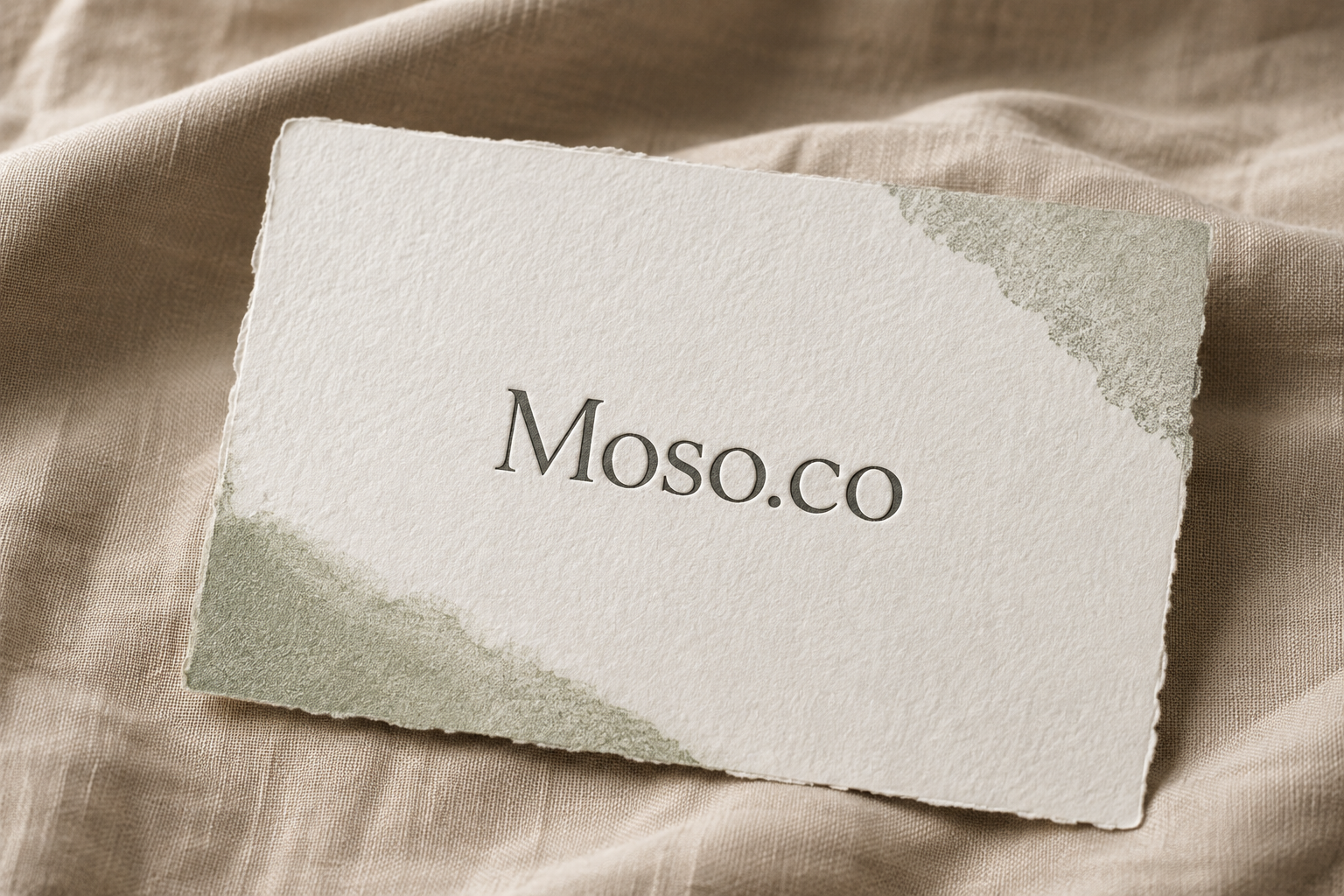 Letterpress proof, clay stamp, and enamel pin showing Moso.co
