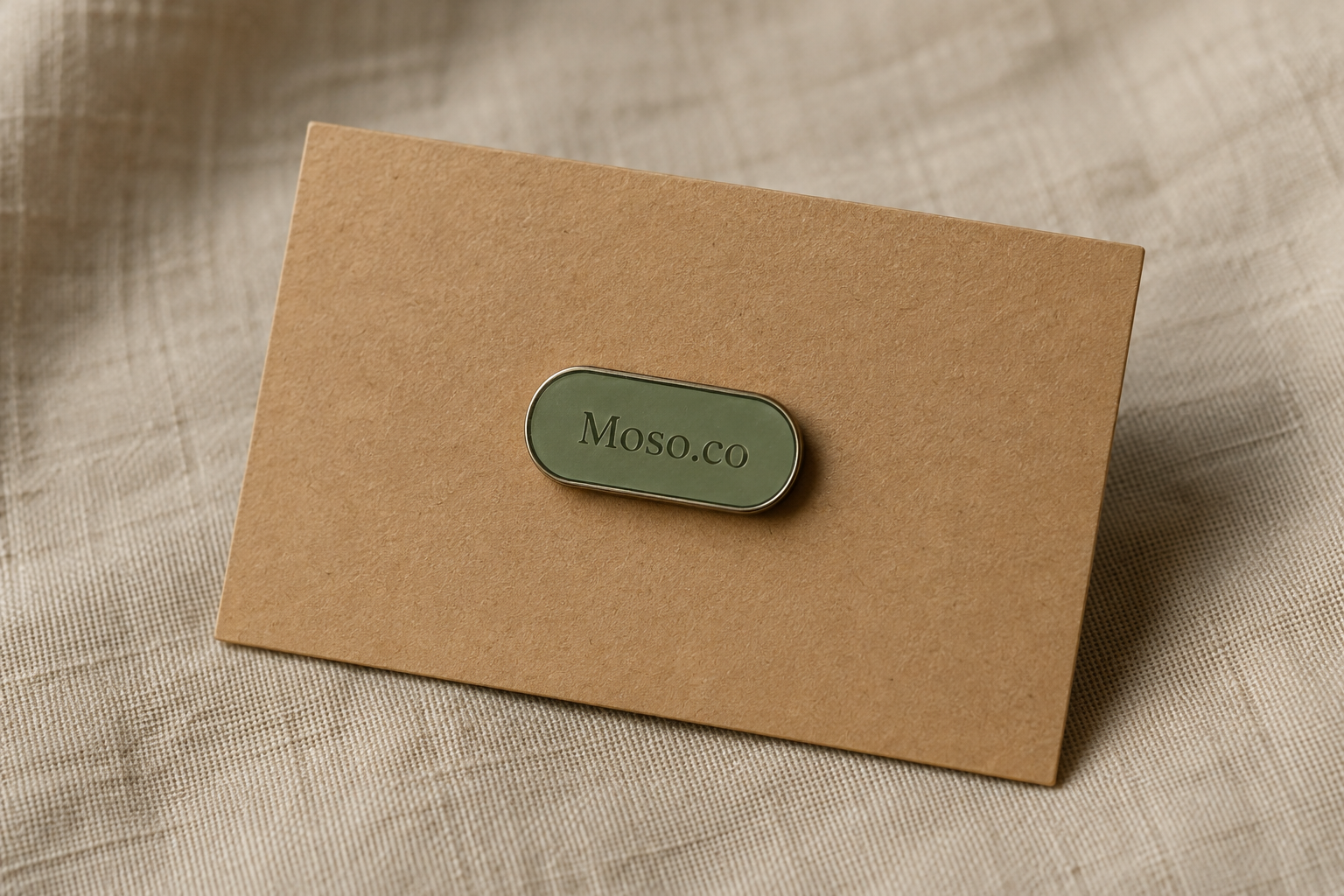 Soft clay stamp and linen proof of Moso.co